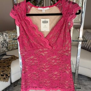 Boston Proper Lace Cap Sleeve Top Brand New